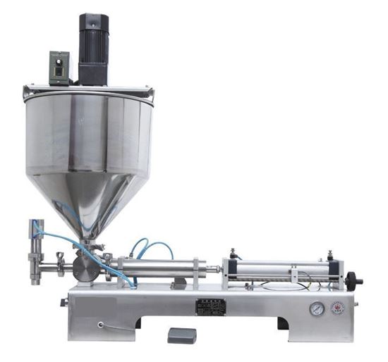 Picture of chilly sauce  filling machine with mixer hopper