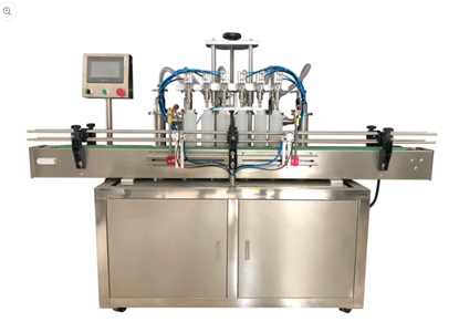 Picture of 6 heads Automatic liquid filling machine with conveyor PLC control by sea